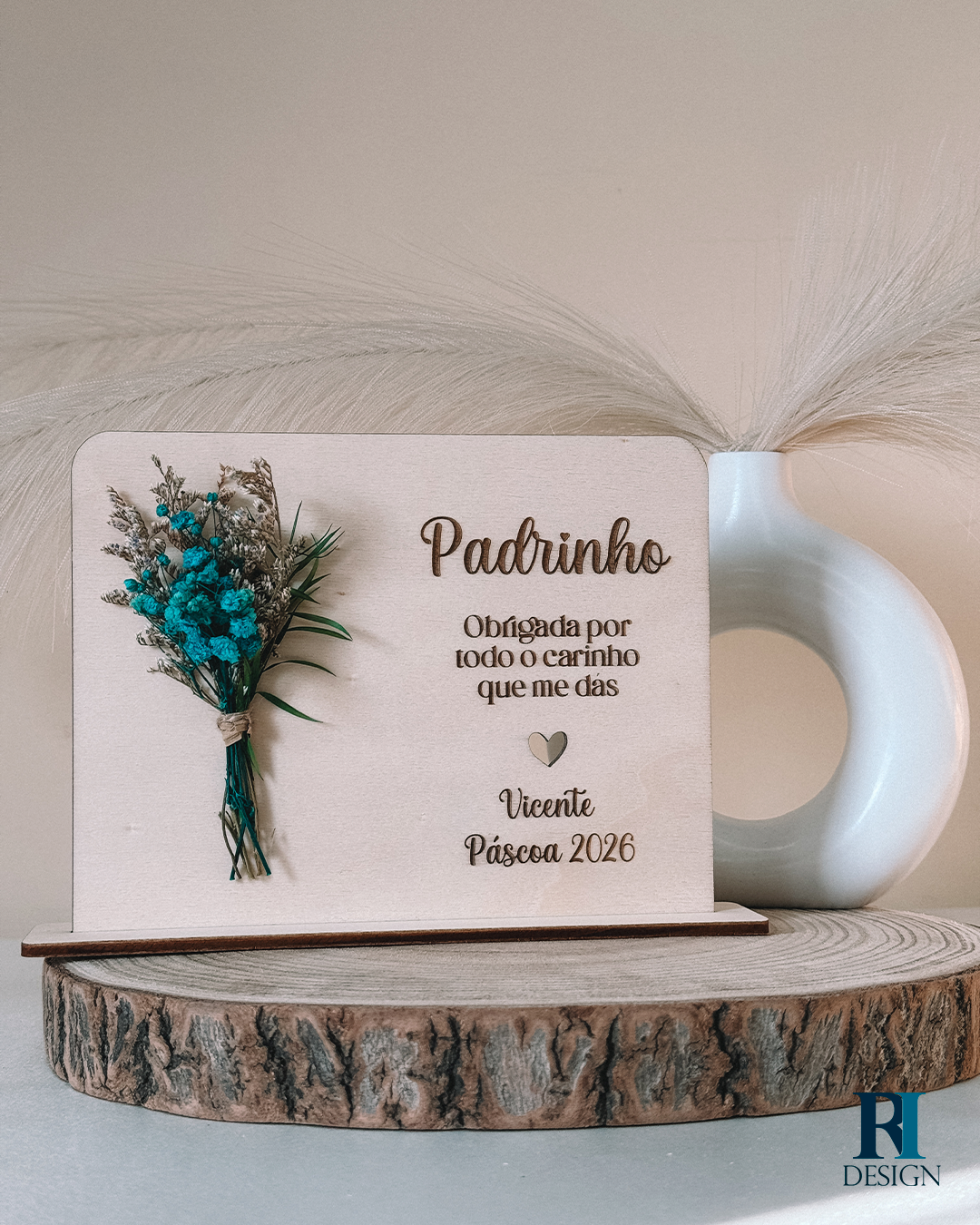 Placa padrinhos flores