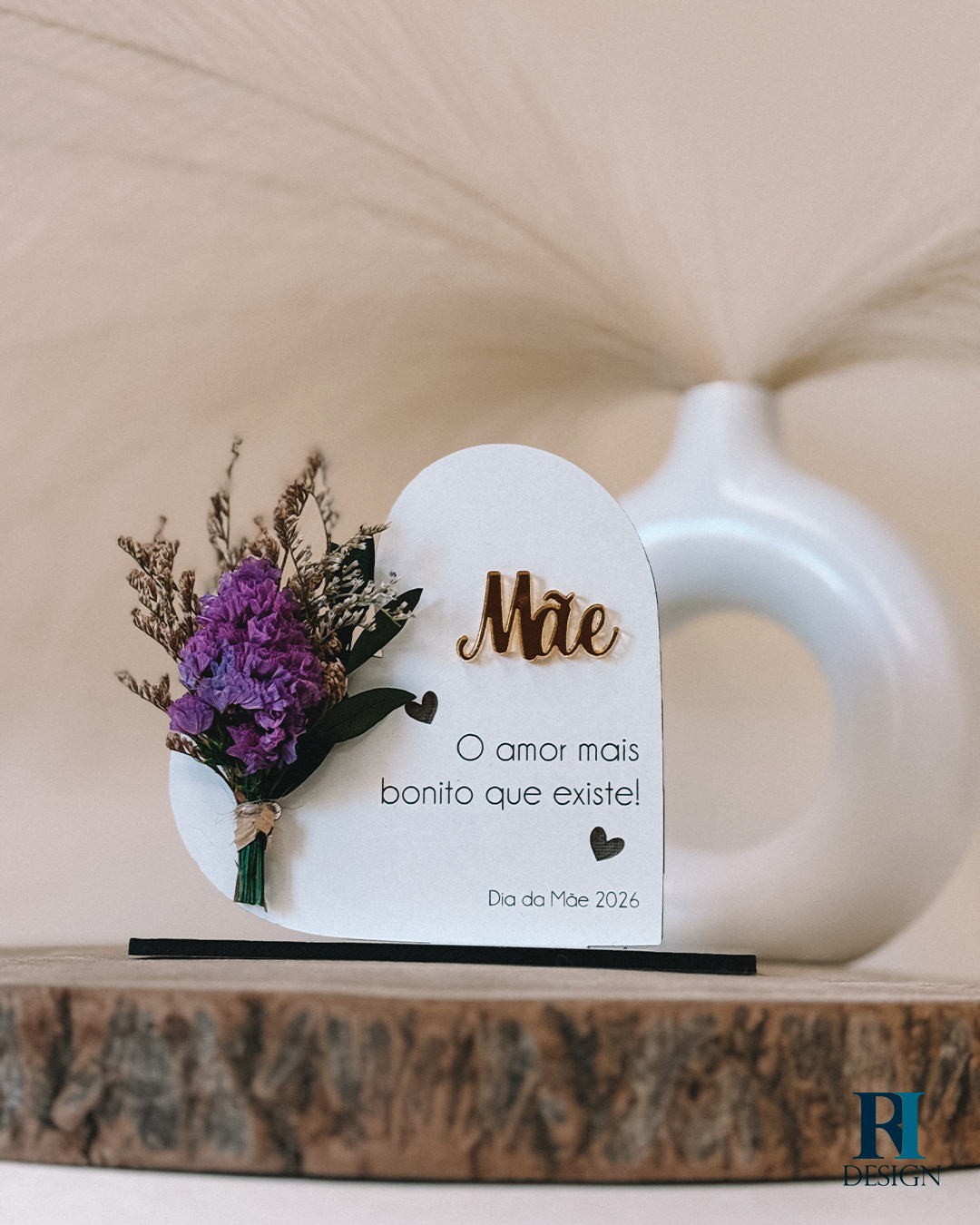 Placa Coração Dia da Mãe