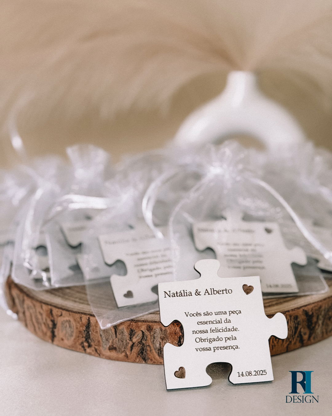 Lembrança de casamento personalizada peça de puzzle - Modelo 10