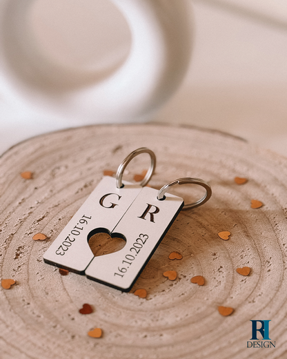 Conjunto 2 porta-chaves data e iniciais - RI Design