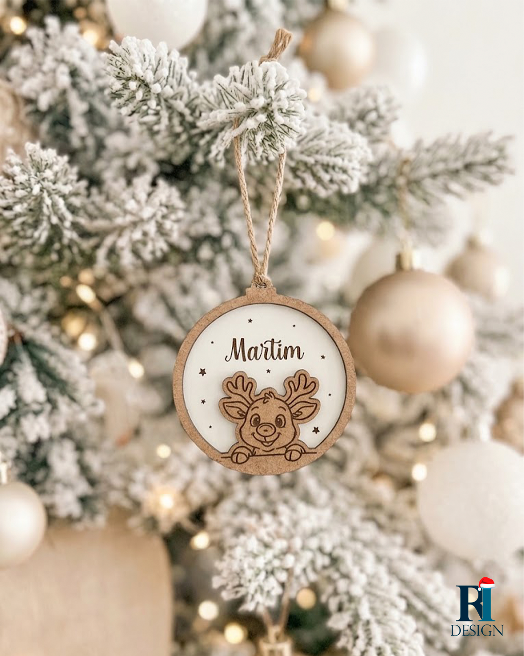 Bola de Natal Personalizada Rena - N19