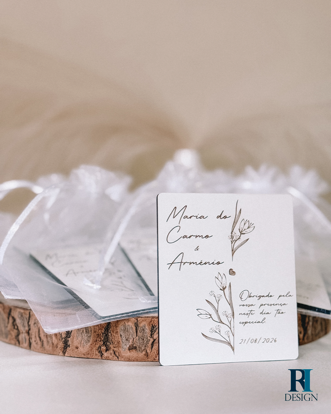 Lembrança de casamento personalizada floral - Modelo 2
