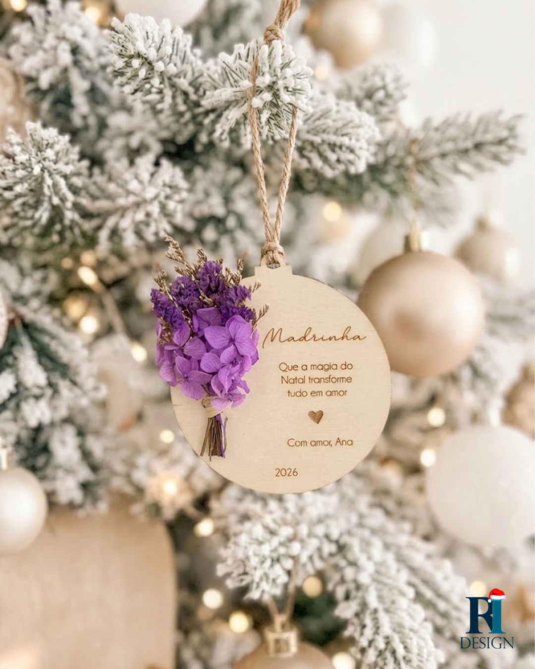 Bola de Natal Personalizada com Flores - F27