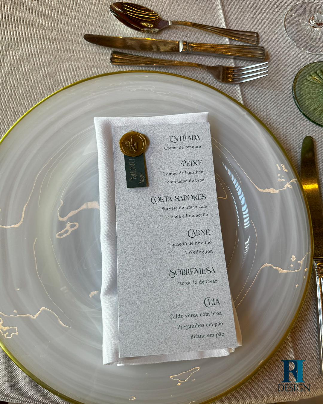 Menu casamento com lacre