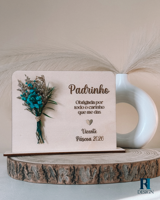 Placa padrinhos flores
