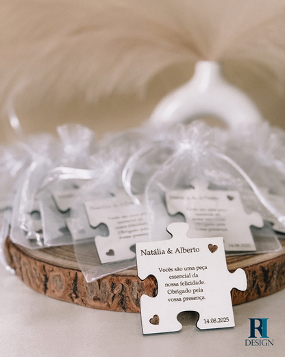 Lembrança de casamento personalizada peça de puzzle - Modelo 10