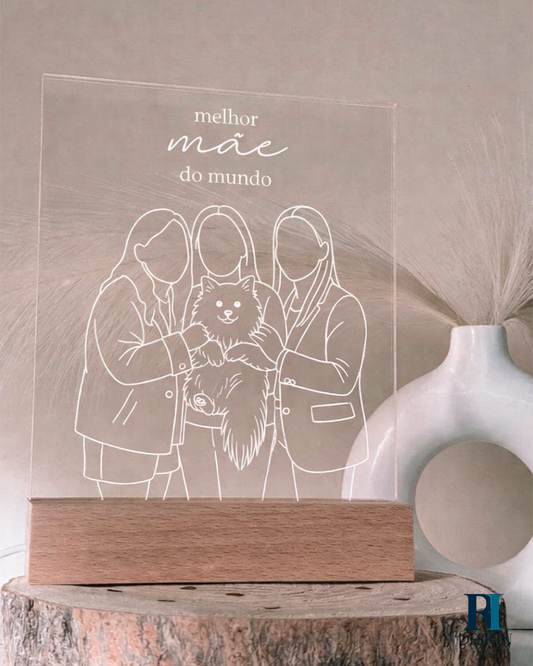 Candeeiro led Dia Mãe contorno foto