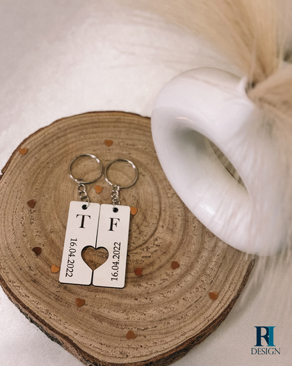 Conjunto 2 porta-chaves data e iniciais - RI Design