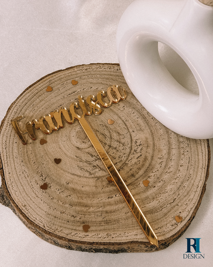 Topper Nome Acrílico Dourado - RI Design